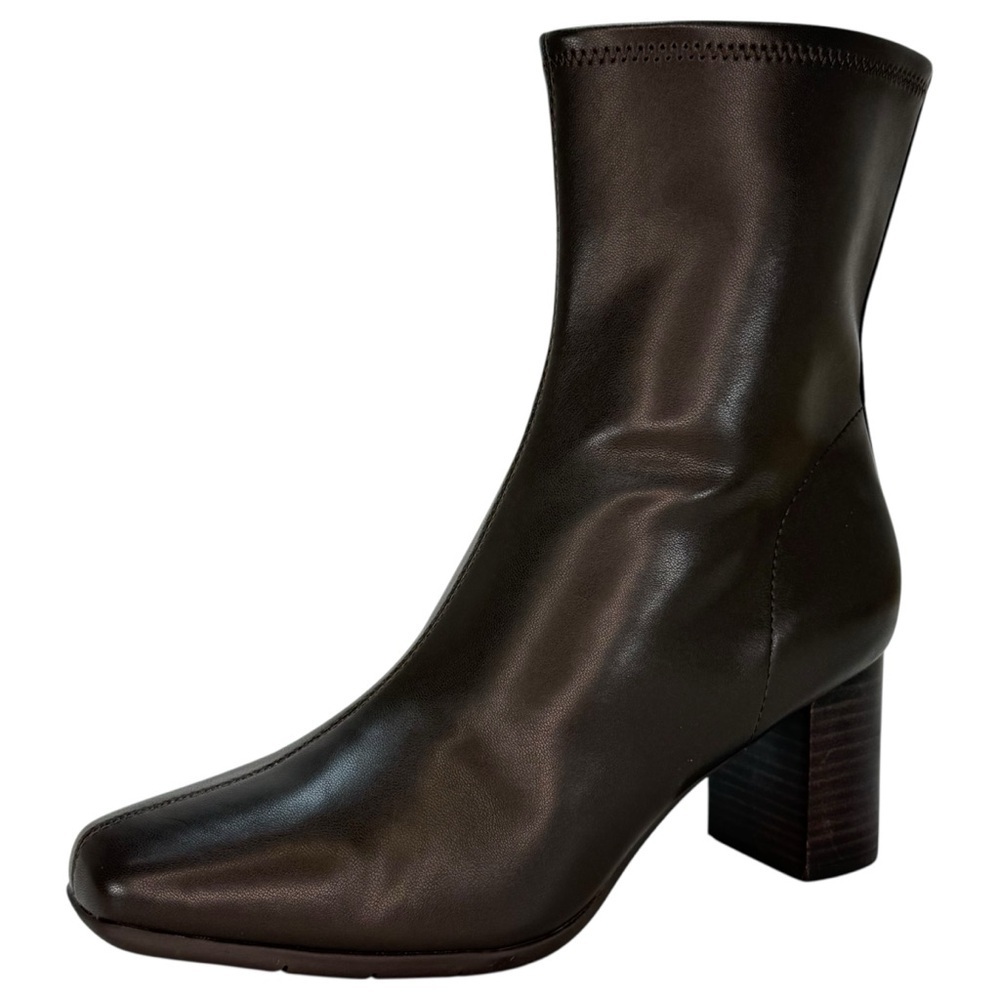 Aerosoles Miley Chocolate Brown Faux Leather Womens Ankle Booties Size 10W - Picture 2 of 14